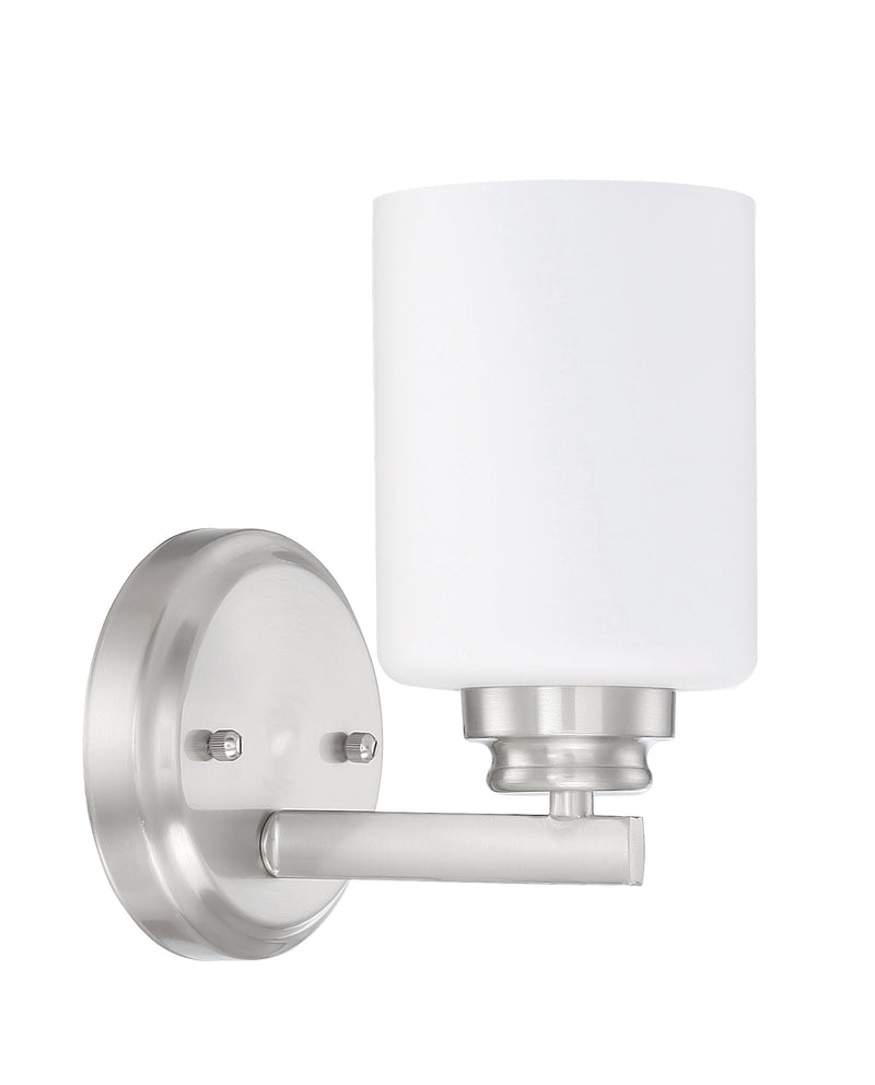 Craftmade 50501-BNK-WG Bolden 1 Light Bathroom Vanity Light -Brushed Polished Nickel (White Glass)