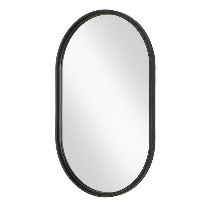 Capsol Satin Black Mirror | Modern Oval Iron Frame Bathroom Vanity Mirror Mounted Vertical or Horizontal (22 in. W x 35 in. H x 1 in. D)