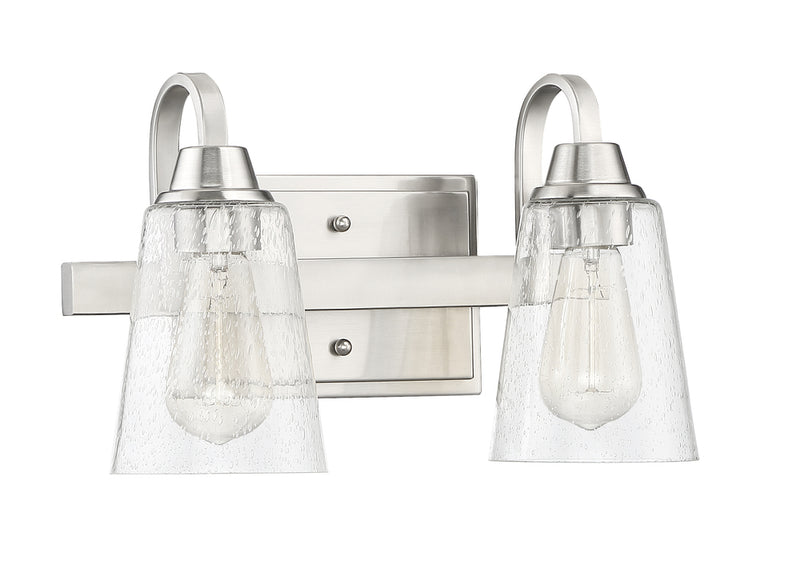 Craftmade 41902-BNK-CS Grace 2 Light Bathroom Vanity Light -Brushed Polished Nickel (Clear Seeded Glass)