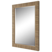 Seavell Coastal Mirror | Modern Rectangle Rattan Polymer Frame Bathroom Vanity Mirror Mounted Vertical or Horizontal (25 in. W x 35 in. H x 2 in. D)