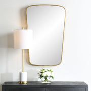 Zenval Gold Leaf Mirror | Modern Iron Frame Bathroom Vanity Mirror (22 in. W x 34 in. H x 1 in. D)