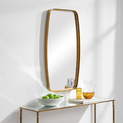 Nexa Gold Leaf Mirror | Modern Rectangle Metal Frame Bathroom Vanity Mirror with Rounded Corners Mounted Vertical or Horizontal (20 in. W x 40 in. H x 2 in. D)
