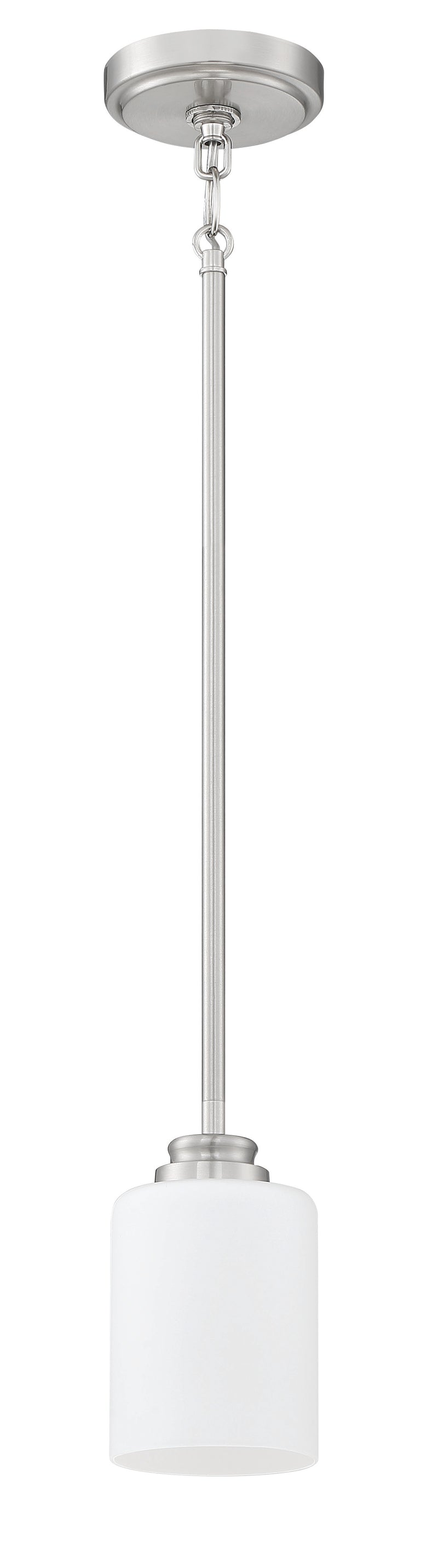Craftmade 50591-BNK-WG Bolden 1 Light Mini Pendant -Brushed Polished Nickel (White Glass)