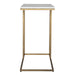 Morlan Accent Table | Antique Brass Metal Frame and White Marble Top (18 in. W x 23 in. H x 12 in. D)