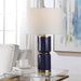 Solindra Royal Blue Modern Ceramic Table Lamp with White Linen Shade (26" H Lamp with 10" H x 15" W Shade)