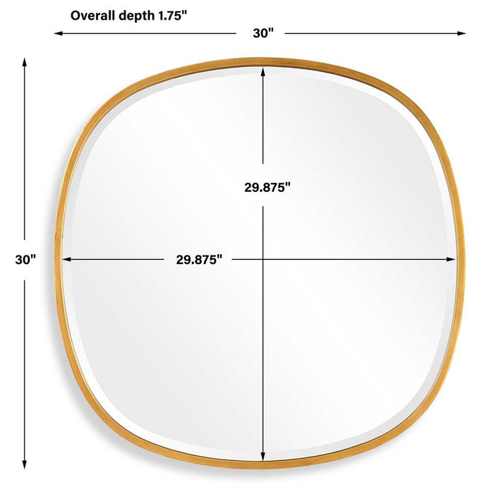 Auriel Gold Leaf Mirror | Modern Round Iron Frame Bathroom Vanity Mirror (30 in. W x 30 in. H x 2 in. D)