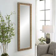 Seavell Coastal Mirror | Modern Rectangle Rattan Polymer Frame Mirror Mounted Vertical or Horizontal (25 in. W x 70 in. H x 2 in. D)
