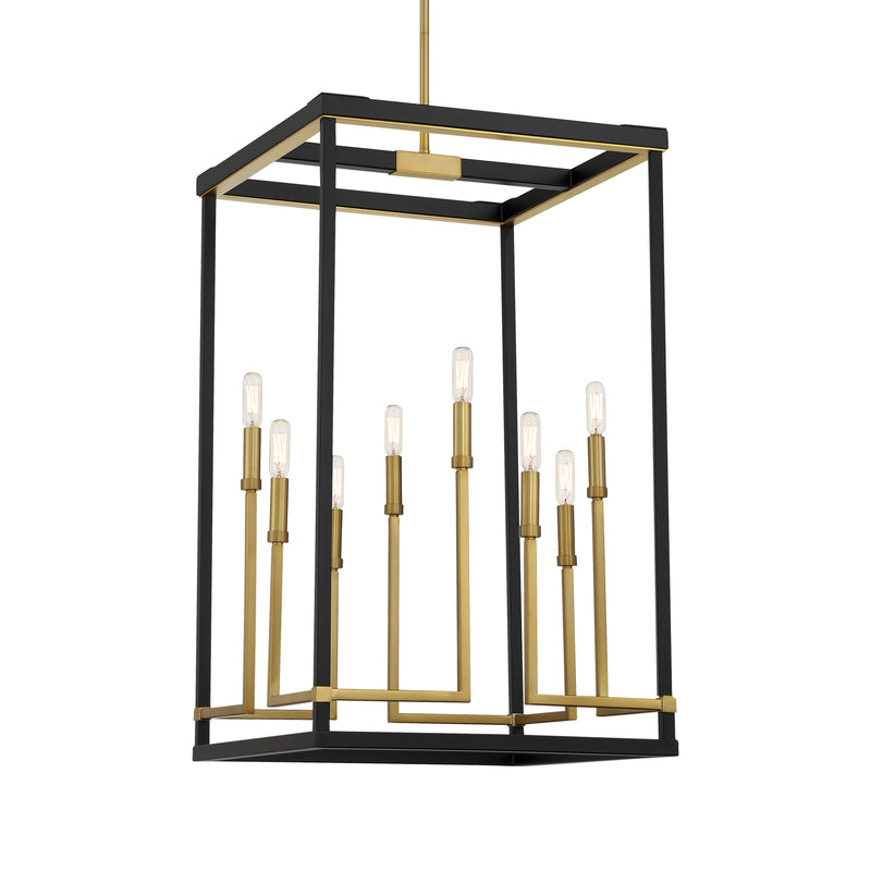 Minka Lavery Union Estates 8 Light Pendant-Coal And Soft Brass