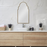 Montessa Warm Silver Mirror | Modern Arch Frame Bathroom Vanity Mirror (24 in. W x 41 in. H x 1 in. D)