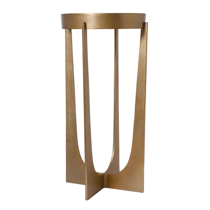 Velora Accent Table | Cast Aluminum and Old Brass Antique (12 in. W x 24 in. H)