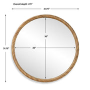 Tidewell Coastal Mirror | Modern Round Seagrass Frame Mirror (32 in. W x 32 in. H x 2 in. D)