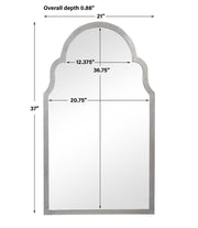 Abbey Silver Leaf Mirror | Modern Arch Iron Frame Bathroom Vanity Mirror (21 in. W x 37 in. H x 1 in. D)