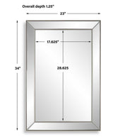 Norwin Nickel Mirror | Modern Rectangle Frame Bathroom Vanity Mirror Mounted Vertical or Horizontal (23 in. W x 34 in. H x 1 in. D)