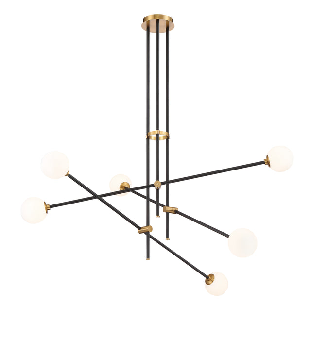 George Kovacs P8151-681 Cosmet 6 Light Pendant Light -Coal and Aged Brass