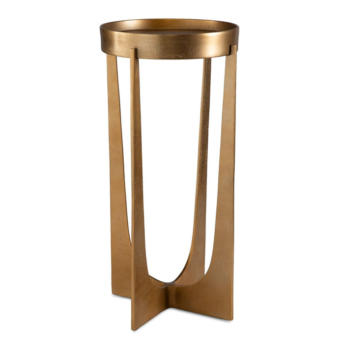 Velora Accent Table | Cast Aluminum and Old Brass Antique (12 in. W x 24 in. H)