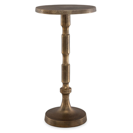 Kloba Accent Table | Heavily Textured Cast Aluminum Finished In Antique Brass (12 in. W x 24 in. H)