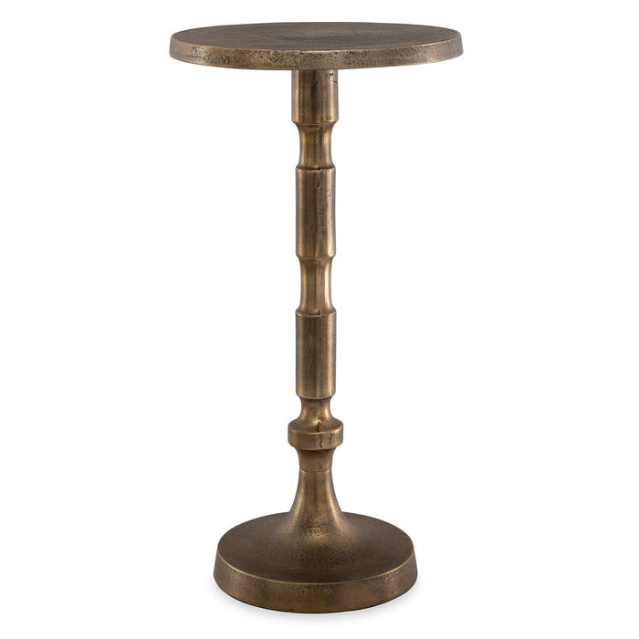 Kloba Accent Table | Heavily Textured Cast Aluminum Finished In Antique Brass (12 in. W x 24 in. H)