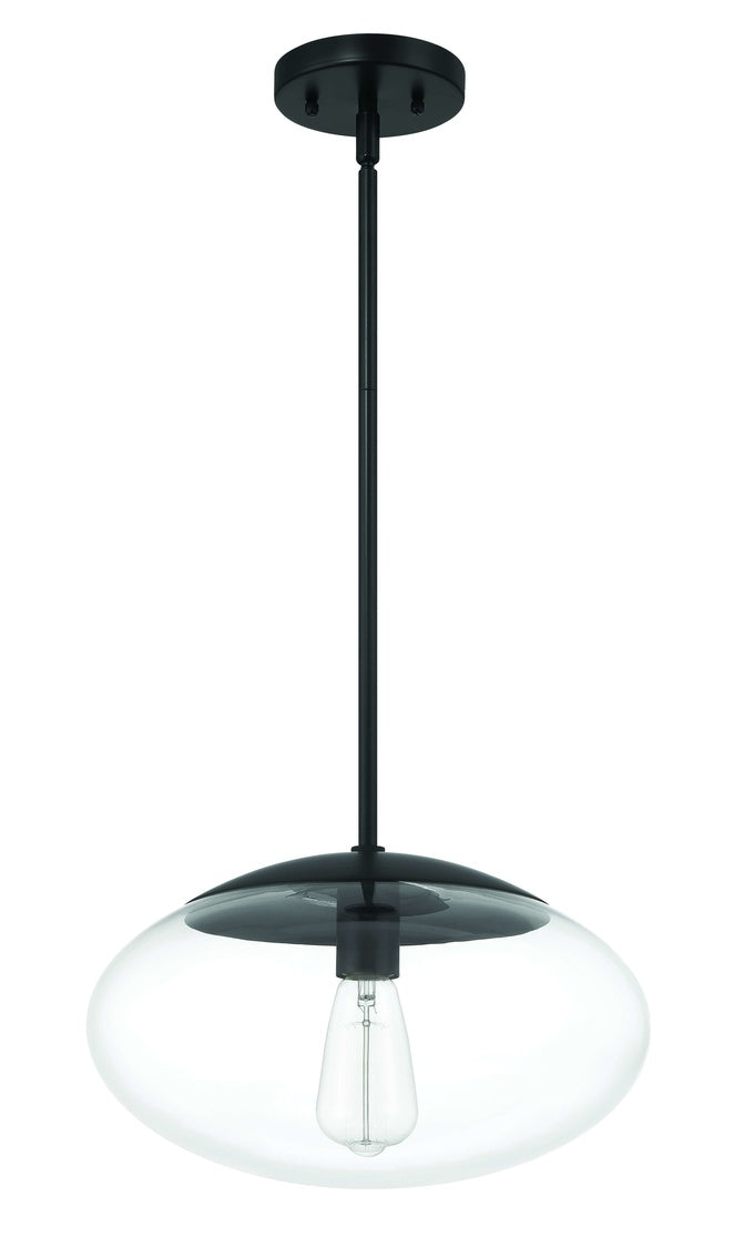 Craftmade 56894-FB Gaze 14" 1 Light Oval Pendant -Flat Black