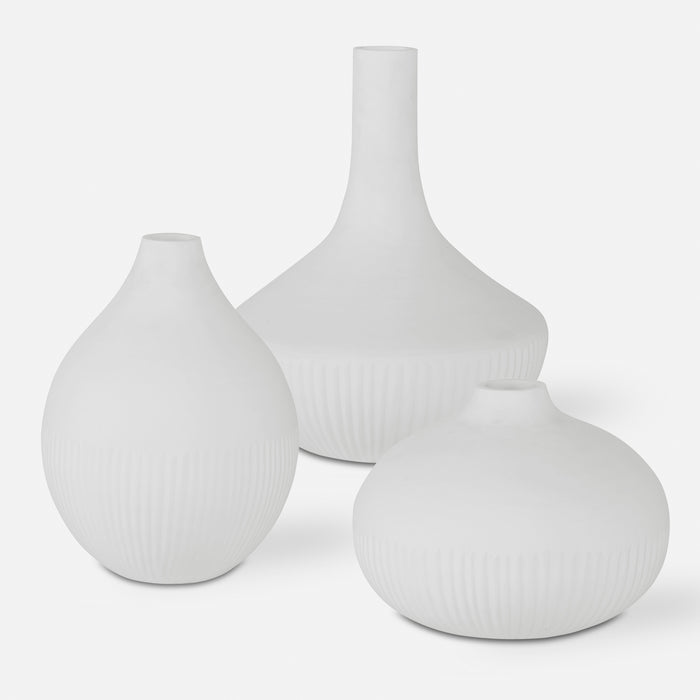 Uttermost Apothecary Satin White Vases, Set/3