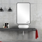 Zeffer Satin Black Mirror | Modern Rectangle Metal Frame Bathroom Vanity Mirror with Rounded Corners Mounted Vertical or Horizontal (24 in. W x 38 in. H x 1 in. D)