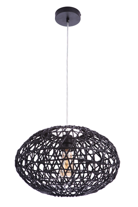 Craftmade P2003-FB Natural Pendant 1 Light Pendant w/ Woven Black Rattan Orb