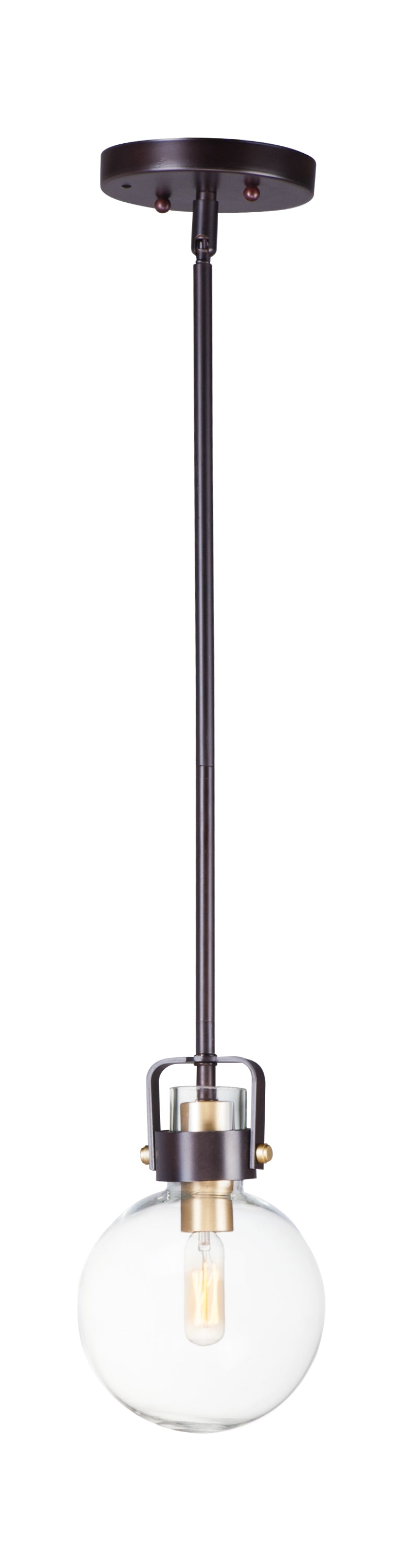 Maxim 90510CLBZSBR Bauhaus 1 Light Mini Pendant | Bronze / Satin Brass