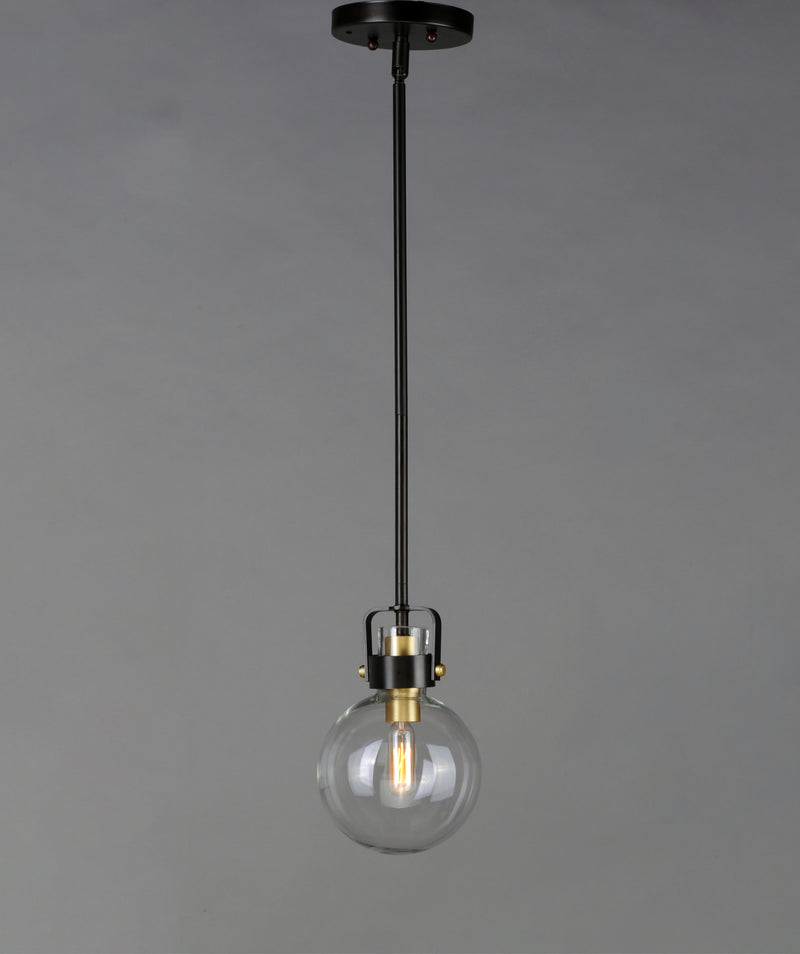 Maxim 90510CLBZSBR Bauhaus 1 Light Mini Pendant | Bronze / Satin Brass