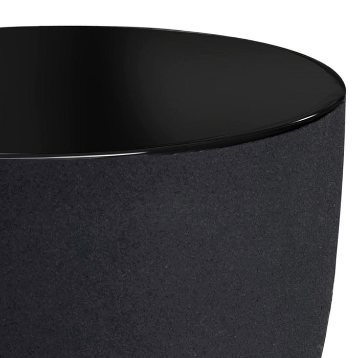 Gravon Accent Table | Textured Sandpaper Black and High Gloss Black Top (9 in. W x 24 in. H)
