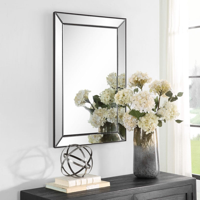 Norwin Dark Bronze Mirror | Modern Rectangle Frame Bathroom Vanity Mirror Mounted Vertical or Horizontal (23 in. W x 34 in. H x 1 in. D)