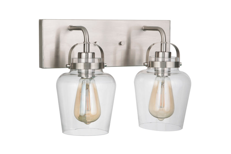 Craftmade 53502-BNK Trystan 2 Light Bathroom Vanity Light -Brushed Polished Nickel