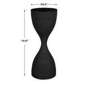 Gravon Accent Table | Textured Sandpaper Black and High Gloss Black Top (9 in. W x 24 in. H)