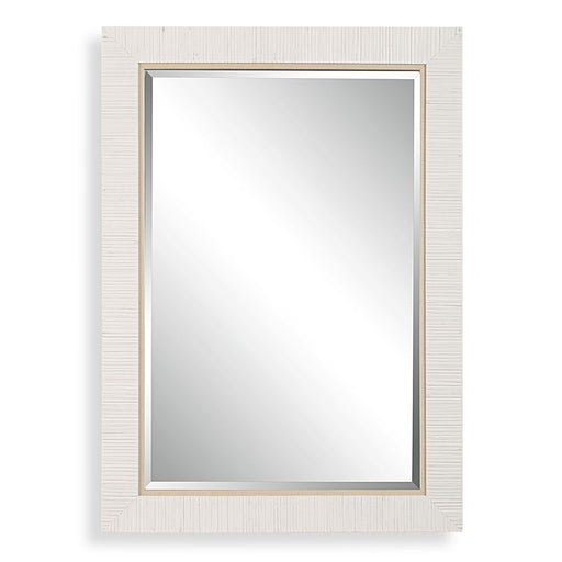 Coastridge Whitewashed Mirror | Modern Rectangle Rattan Polymer Frame Bathroom Vanity Mirror Mounted Vertical or Horizontal (25 in. W x 35 in. H x 2 in. D)