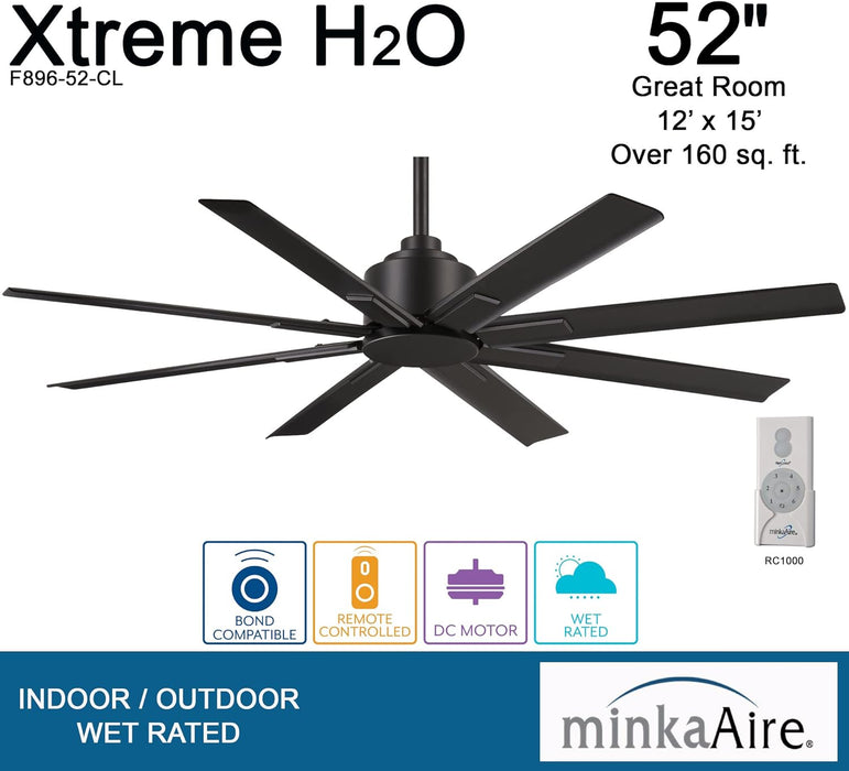 Minka Aire F896-52-CL Xtreme H2O 52" Outdoor Coal Ceiling Fan & Remote Control