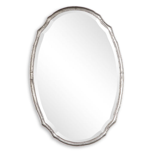 Midora Antique Silver Mirror | Modern Oval Hammered Iron Frame Bathroom Vanity Mirror Mounted Vertical or Horizontal (24 in. W x 36 in. H x 2 in. D)