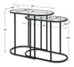 Strada Nesting Tables Set of 2 | Matte Black and Clear Tempered Glass Top (Medium: 22 in. W x 19.5 in. H x 10.5 in. D; Large: 24 in. W x 22 in. H x 12.5 in. D)