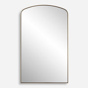 Uttermost Tordera 09923 brass modern arch bathroom vanity mirror with sleek stainless steel frame and floating polished edge mirror, 24 in. W x 40 in. H