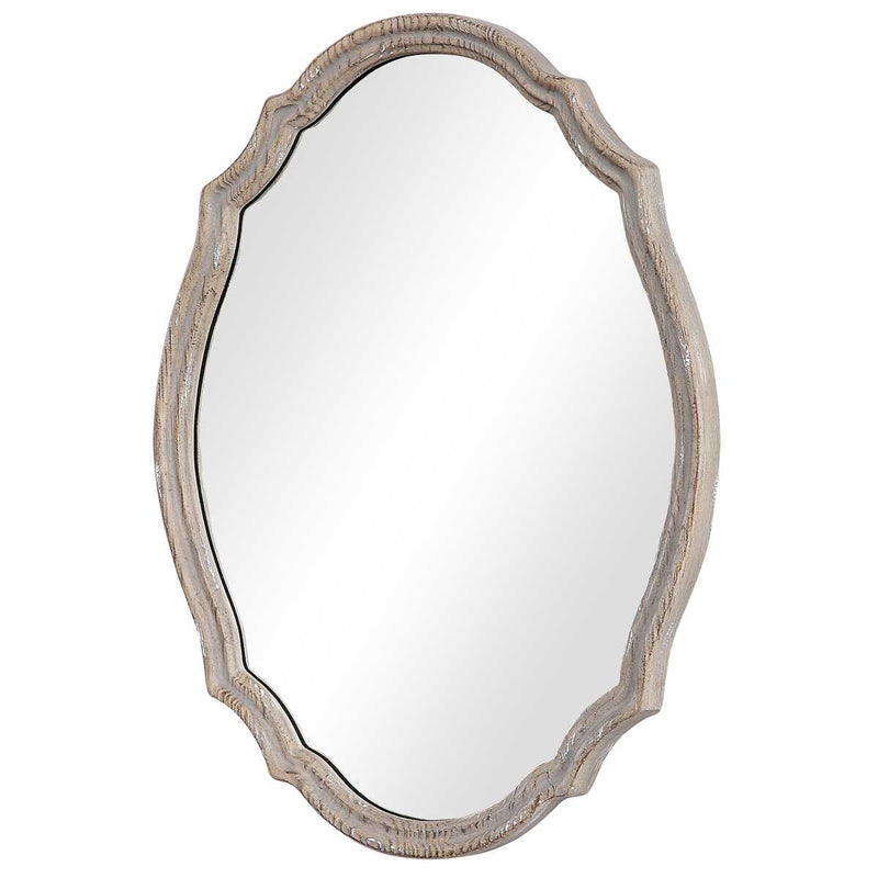 Brindle Mirror | Modern Oval Engineered Wood Frame Bathroom Vanity Mirror Mounted Vertical or Horizontal (24 in. W x 34 in. H x 2 in. D)