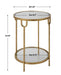 Straven Accent Table | Antique Gold with Mirrored Top and Tempered Glass Bottom (17 in. W x 24 in. H)