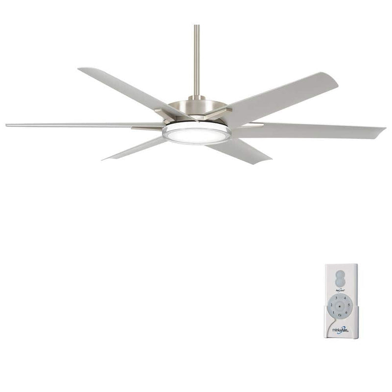 Minka Aire Deco F866L-BNW 65-Inch LED Outdoor Modern Ceiling Fan in Brushed Nickel with Remote