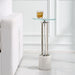 Mara Accent Table | Nickel and Tempered Glass Top with White Marble Base (11 in. W x 24 in. H)