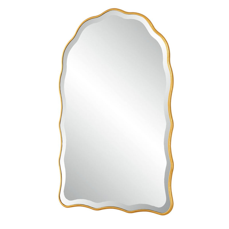 Vezzy Gold Leaf Mirror | Modern Arch Engineered Wood Frame Bathroom Vanity Mirror (24 in. W x 36 in. H x 1 in. D)
