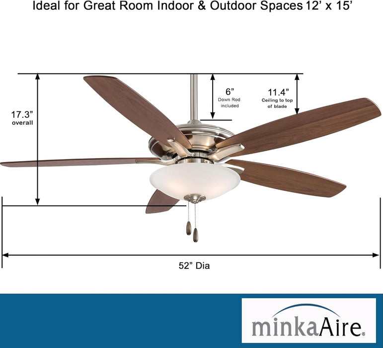 Minka Aire F522L-BN Mojo 52" Brushed Nickel Ceiling Fan with LED Light