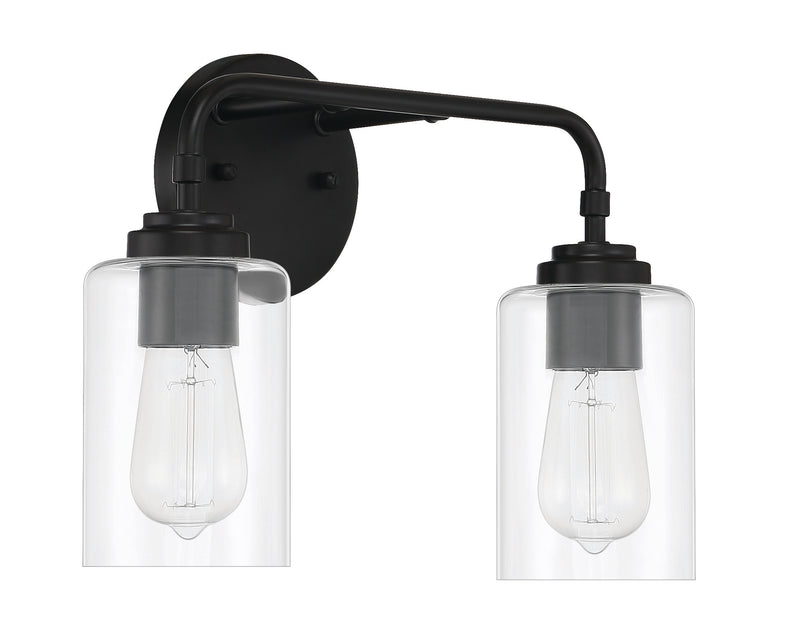 Craftmade 56002-FB Stowe 2 Light Bathroom Vanity Light -Flat Black