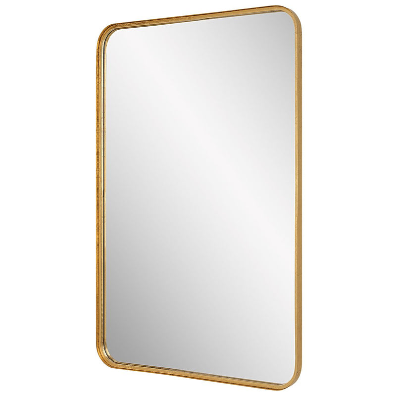 Zeffer Gold Leaf Mirror | Modern Rectangle Metal Frame Bathroom Vanity Mirror with Rounded Corners Mounted Vertical or Horizontal (24 in. W x 38 in. H x 1 in. D)