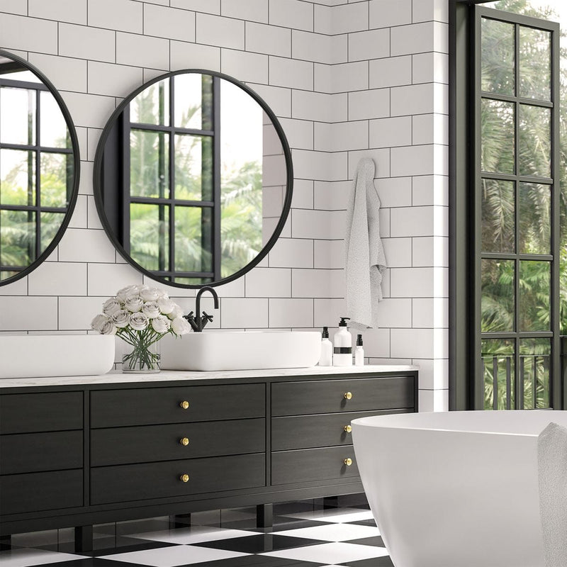 Bravik Matte Black Mirror | Modern Round Engineered Polymer Frame Bathroom Vanity Mirror (37 in. W x 37 in. H x 1 in. D)
