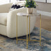 Norvik Accent Table | Iron Gold Frame and Travertine Stone Top (16 in. W x 22 in. H x 16 in. D)