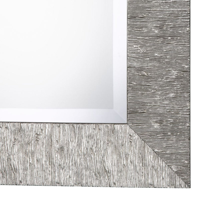 Vellor Metallic Silver Mirror | Classic Rectangle Engineered Wood Frame Bathroom Vanity Mirror Mounted Vertical or Horizontal (31 in. W x 41 in. H x 1 in. D)