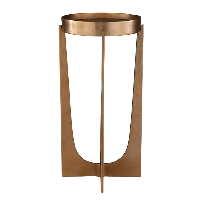 Velora Accent Table | Cast Aluminum and Old Brass Antique (12 in. W x 24 in. H)