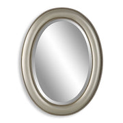 Avara Metallic Silver Mirror | Modern Oval Polystyrene Frame Bathroom Vanity Mirror Mounted Vertical or Horizontal (22 in. W x 29 in. H x 1 in. D)