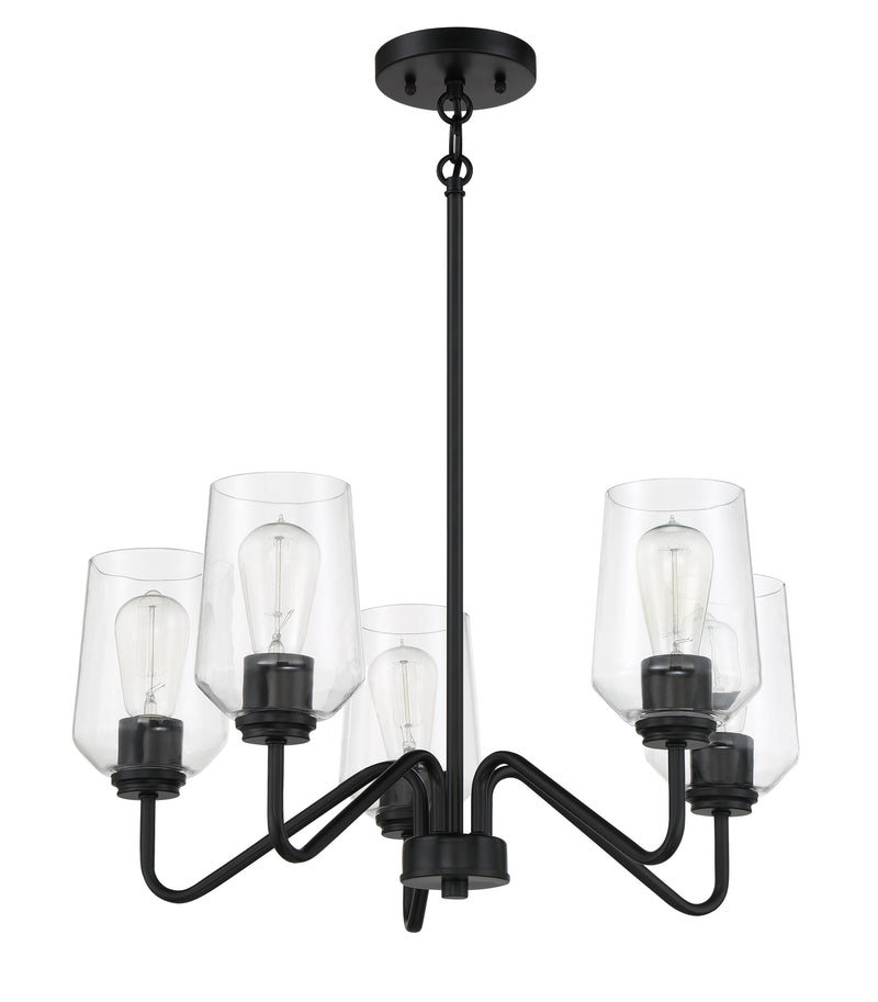 Craftmade 56125-FB Shayna 5 Light Chandelier -Flat Black - ALCOVE LIGHTING